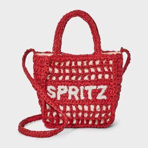 NEW Top Handle Crochet Tote Handbag - Universal Thread™ SPRITZ Red